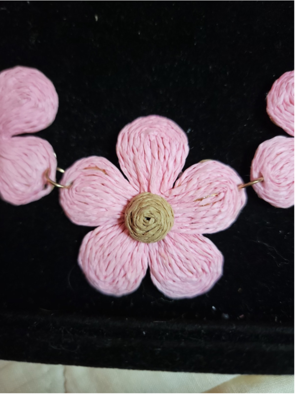 Pink Floral Statement Necklace Beaded Flower Necklace Cottagecore Spring Jewelry - Picture 3 of 12